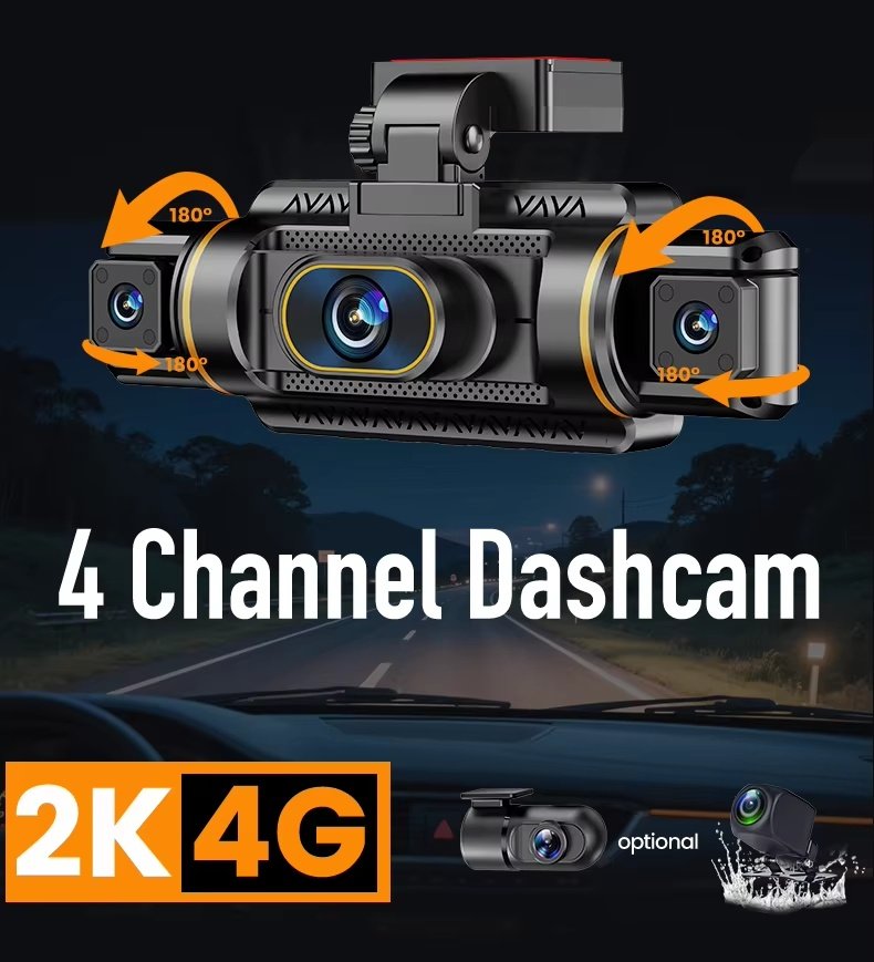 M77 4-Channel 2K 4G Touch Dash Cam