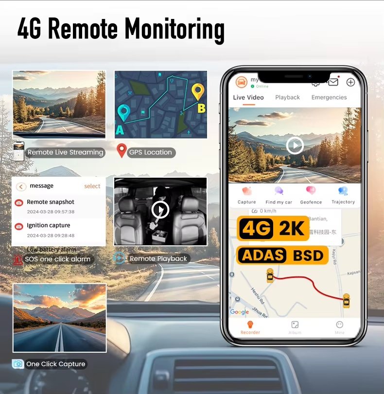 M77 4-Channel 2K 4G Touch Dash Cam image 7