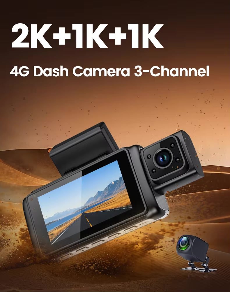 G9 Pro 3-Channel 2K 4G Touch Dash Cam